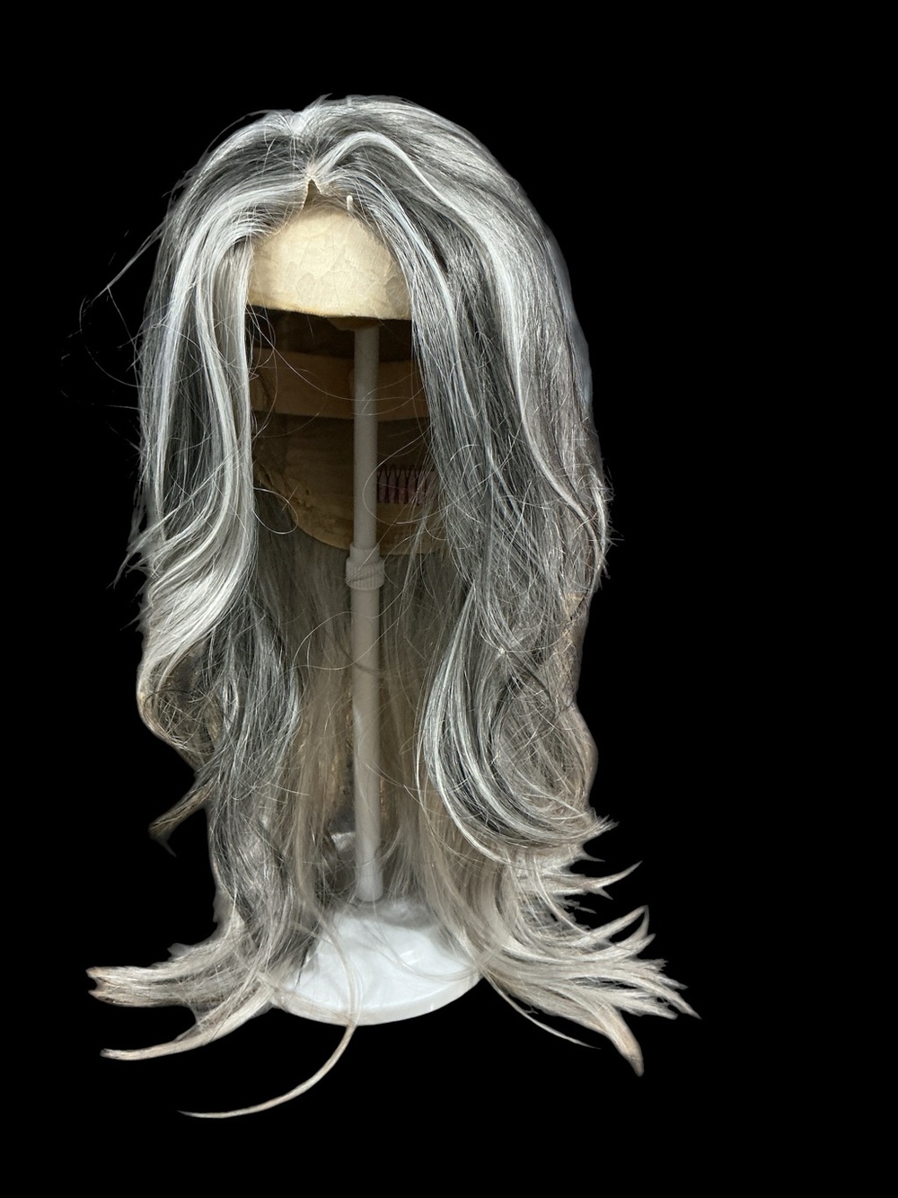 CSC Cove. Premium Long Layered Synthetic Wig in Silver Gray